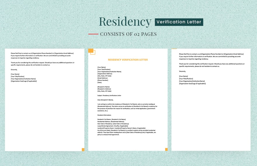 Residency Verification Letter in Word, Google Docs, PDF
