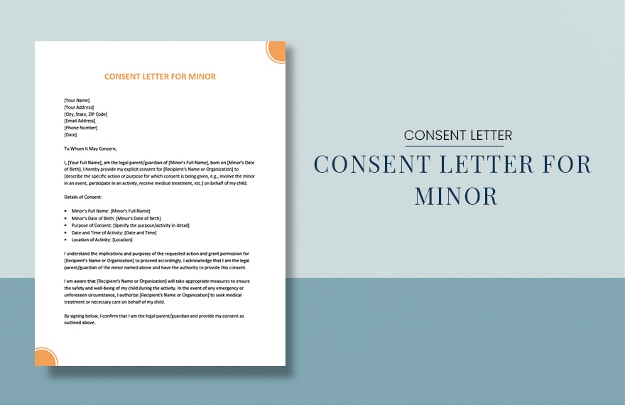 Consent Letter For Minor in Word, Google Docs, PDF