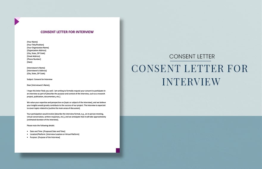 Consent Letter For Interview in Word, Google Docs, PDF