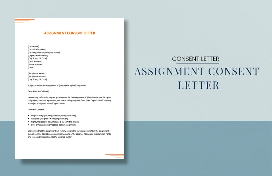 Assignment Consent Letter