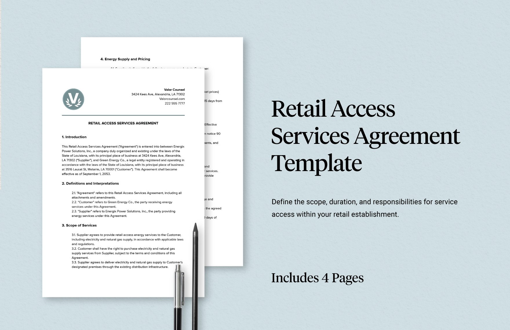 Retail Access Services Agreement Template
