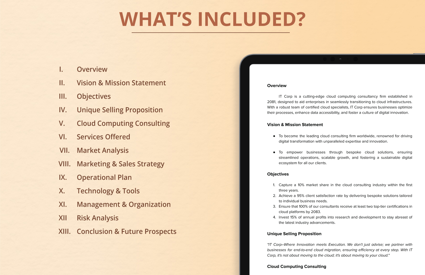 IT Cloud Computing Consultants Business Plan Template