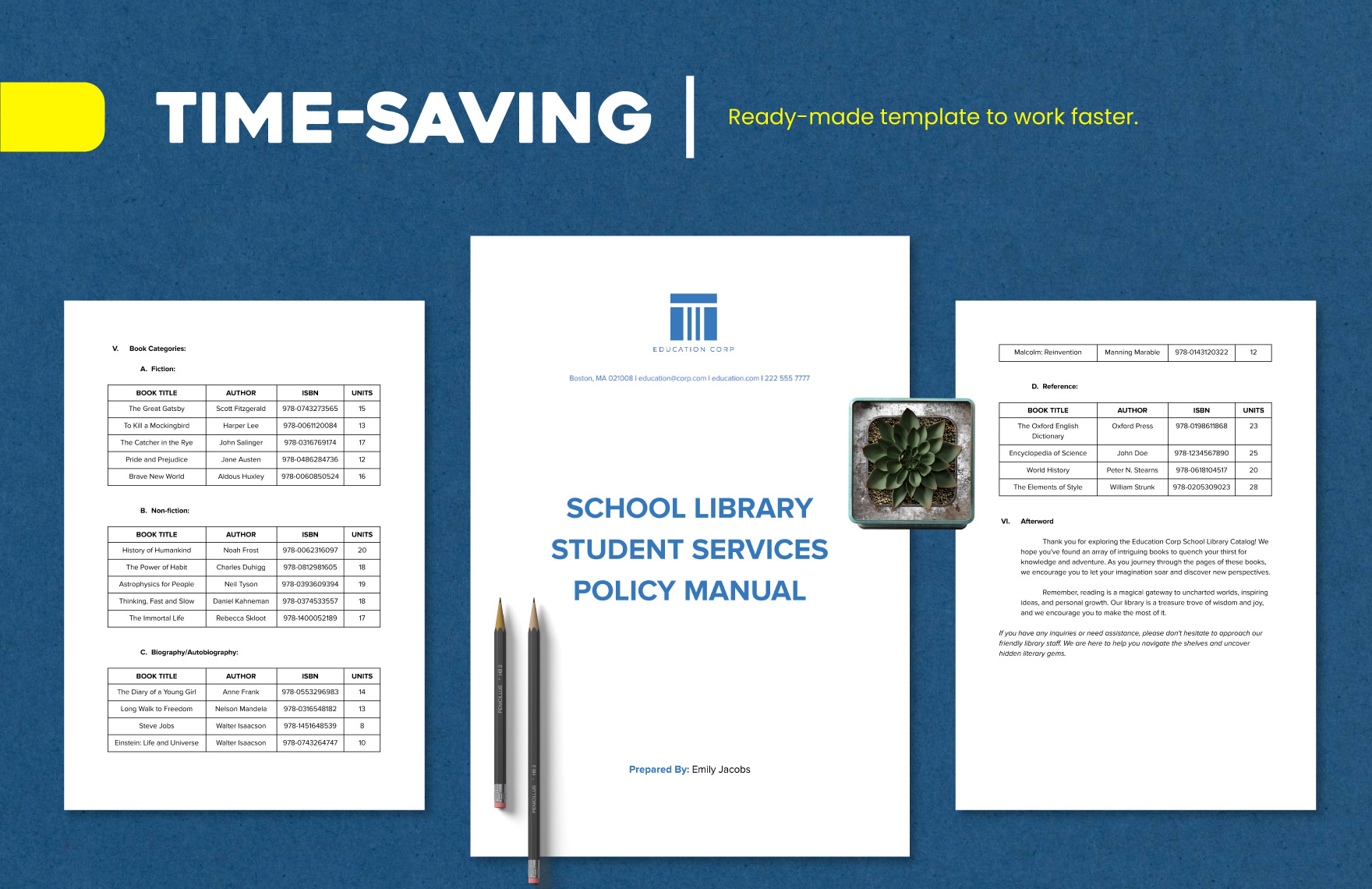 10 Education Library Student Services Template Bundle
