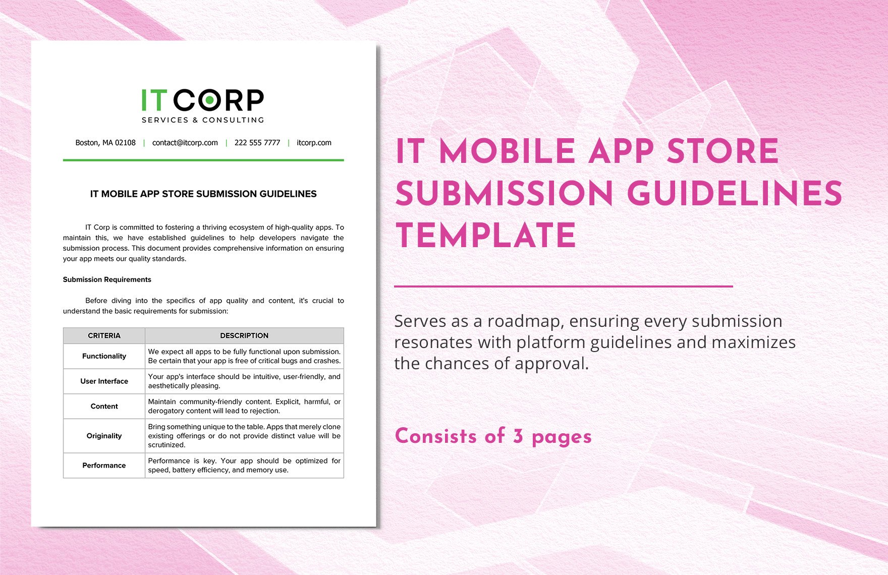 IT Mobile App Store Submission Guidelines Template