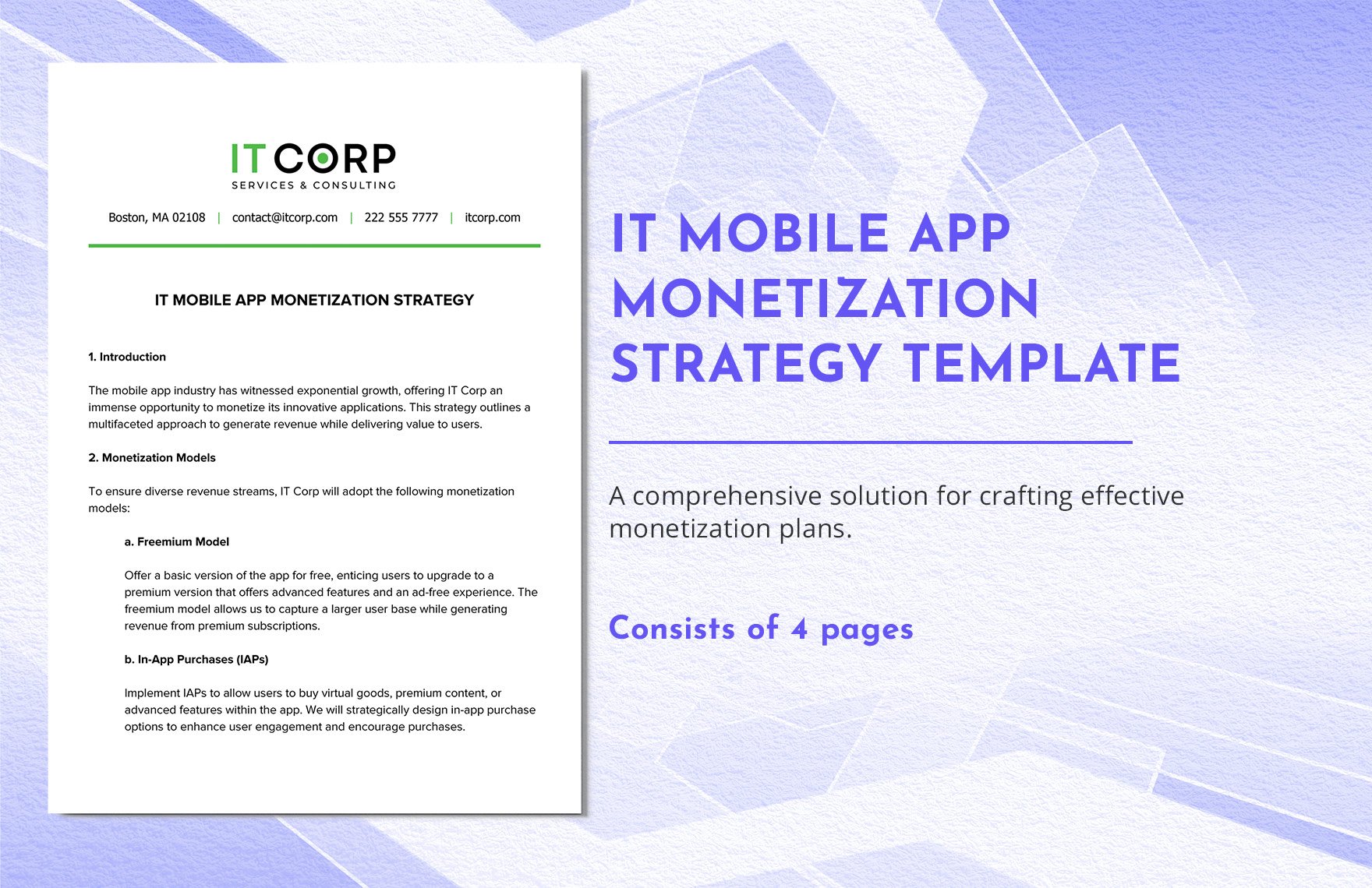 IT Mobile App Monetization Strategy Template