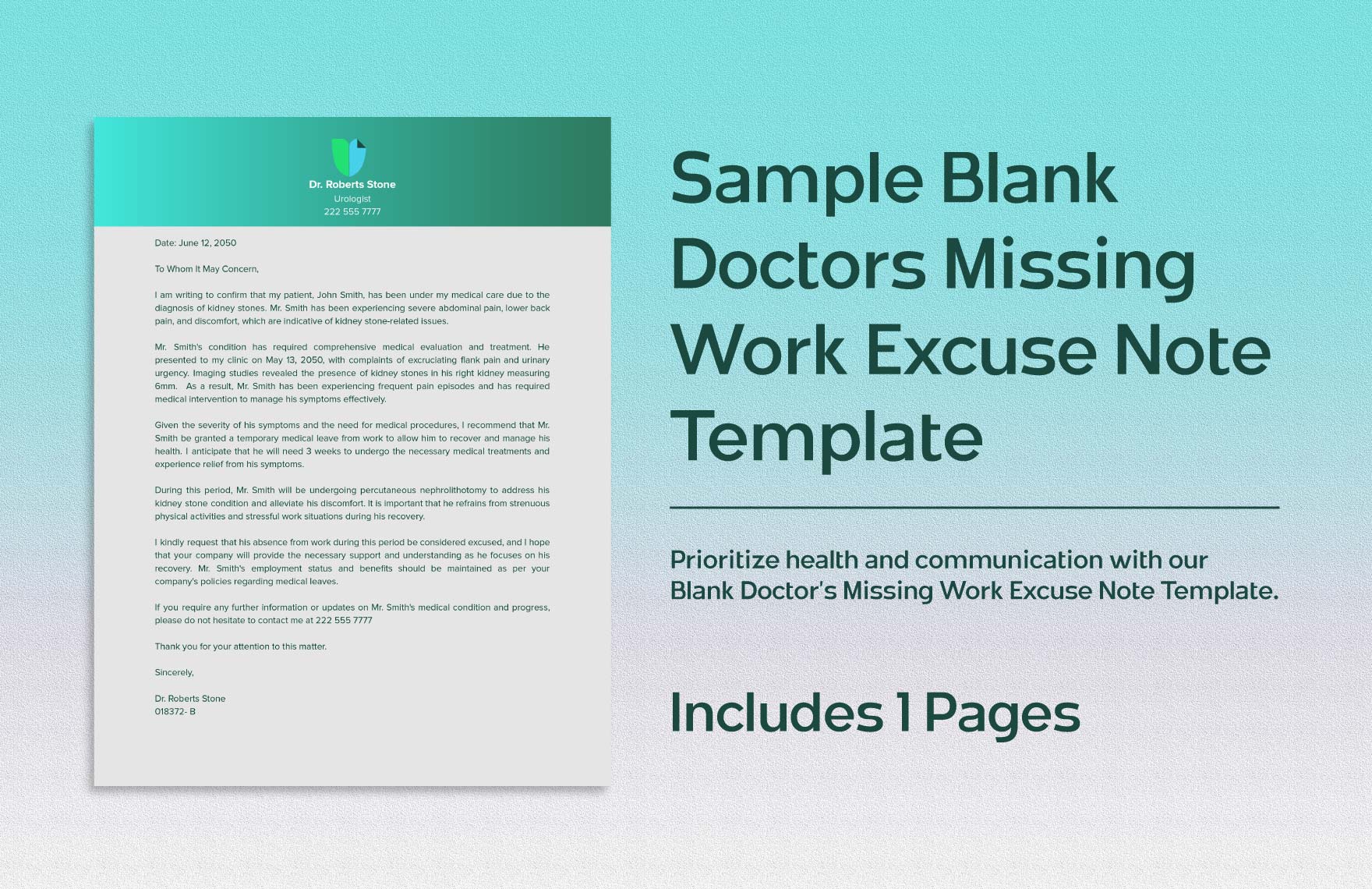 Sample Blank Doctors Missing Work Excuse Note 