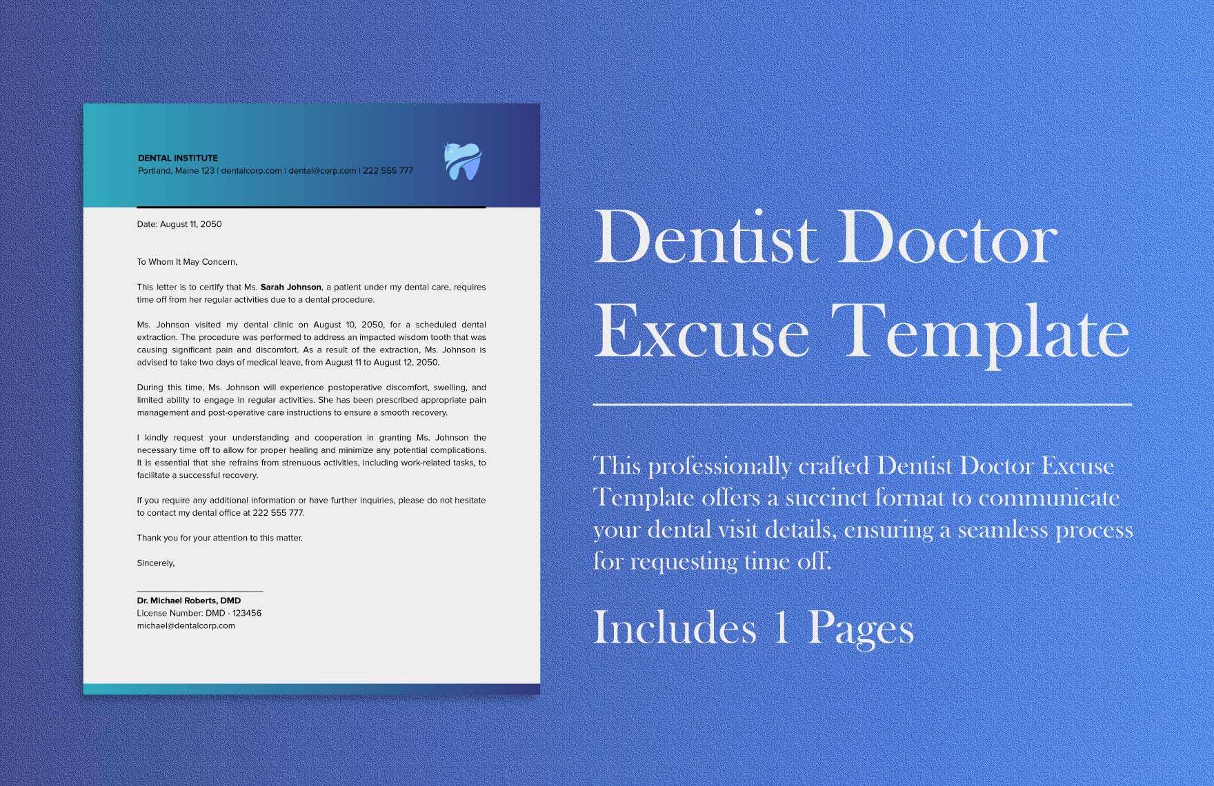Dentist Doctor Excuse Template