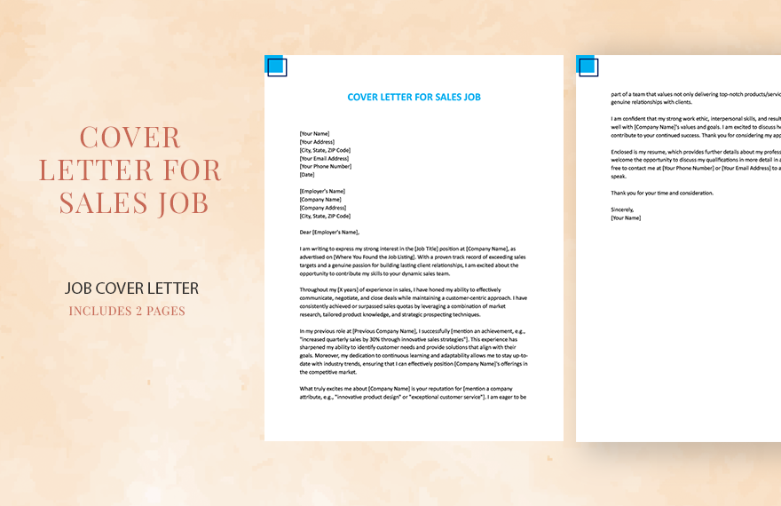Cover Letter For Sales Job in Word, Google Docs, Apple Pages