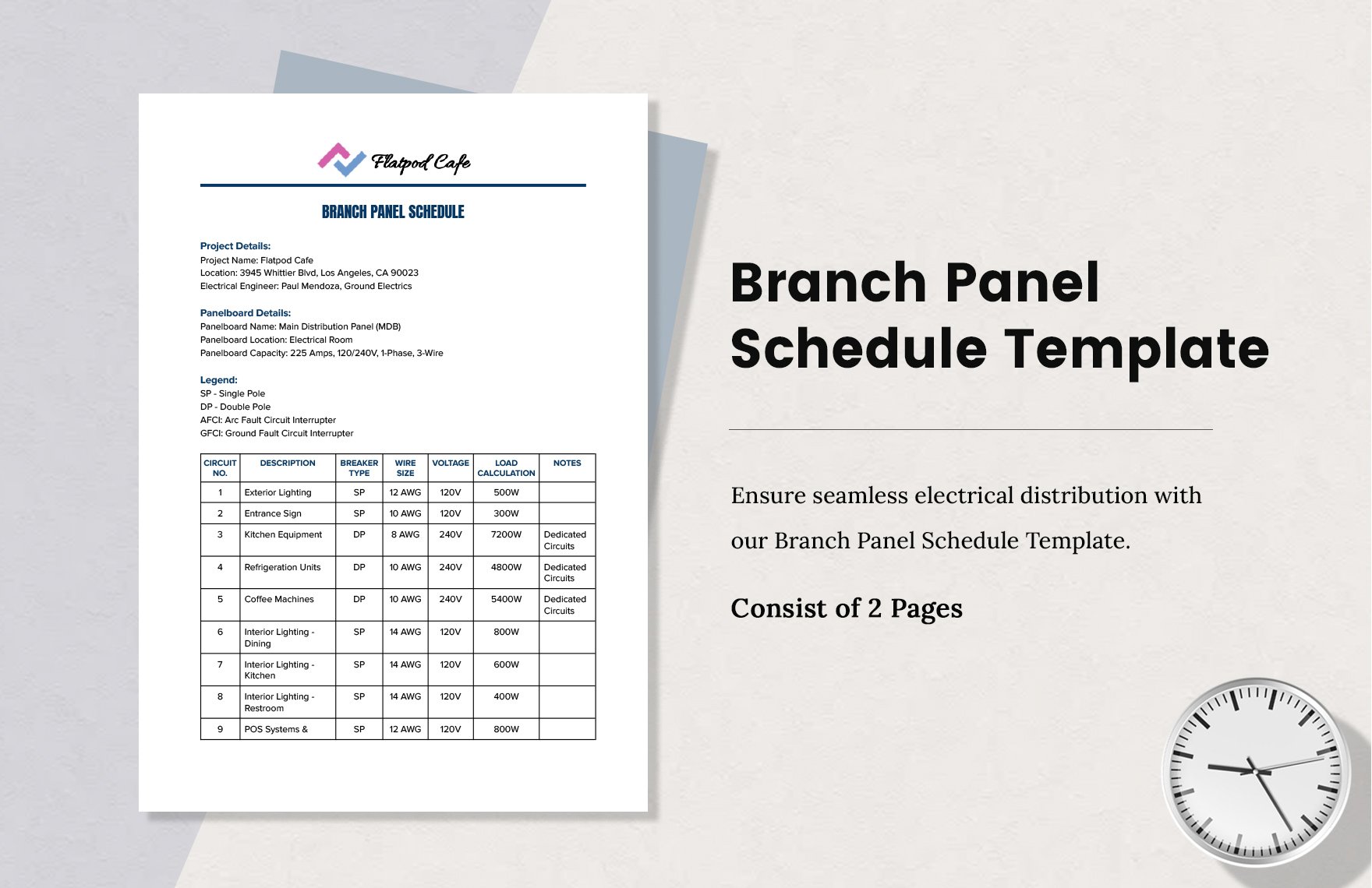 Branch Panel Schedule Template