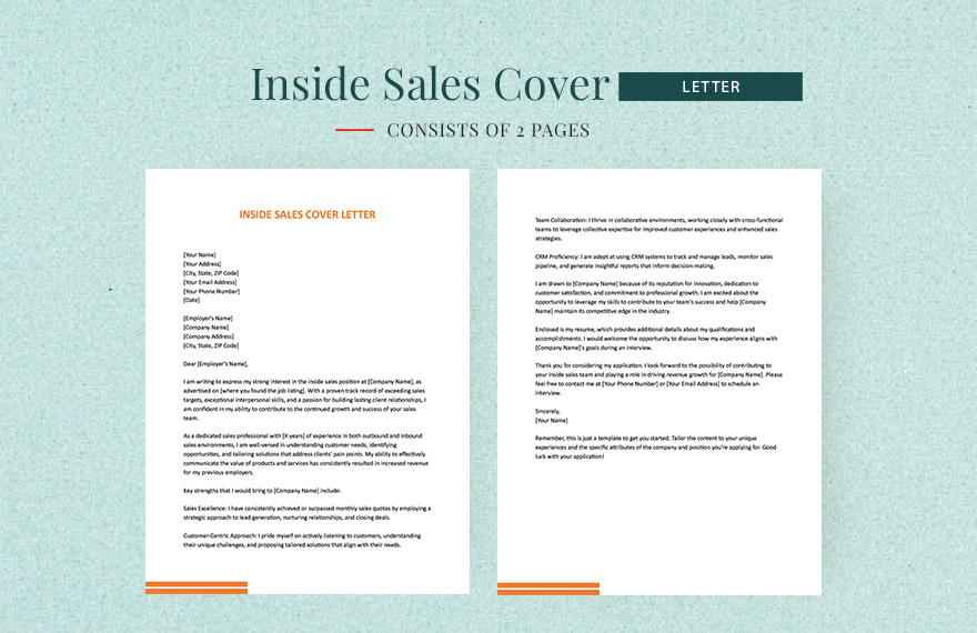 Inside Sales Cover Letter
