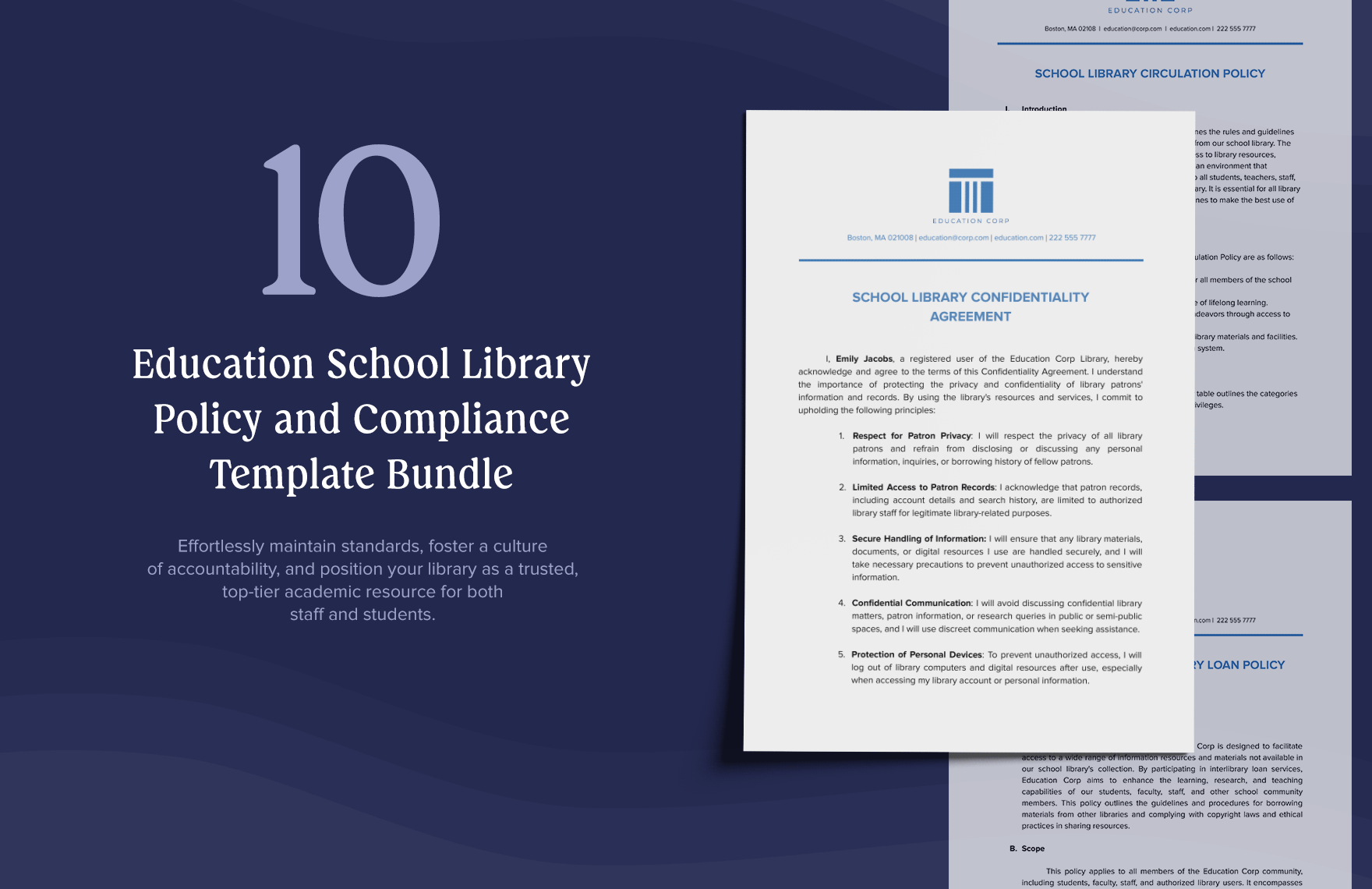 10 School Library Policy and Compliance Template Bundle
