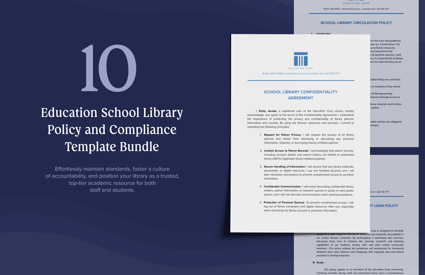 10 School Library Policy and Compliance Template Bundle in Word, Google Docs, PDF