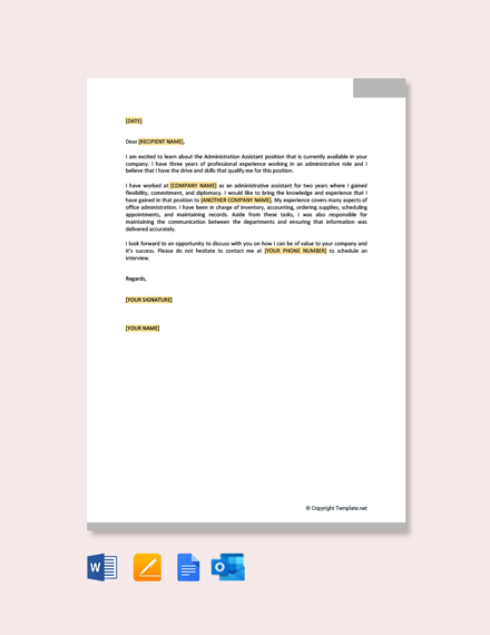 FREE Job Application Letter for Administrative Assistant Template ...