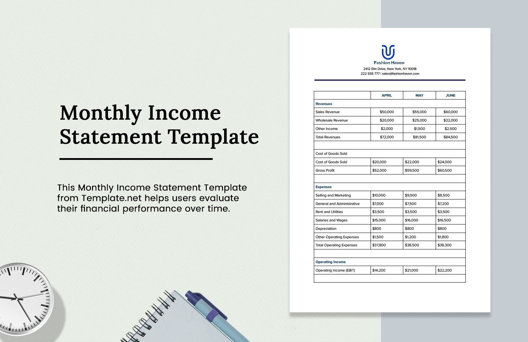 Monthly Income Statement Template