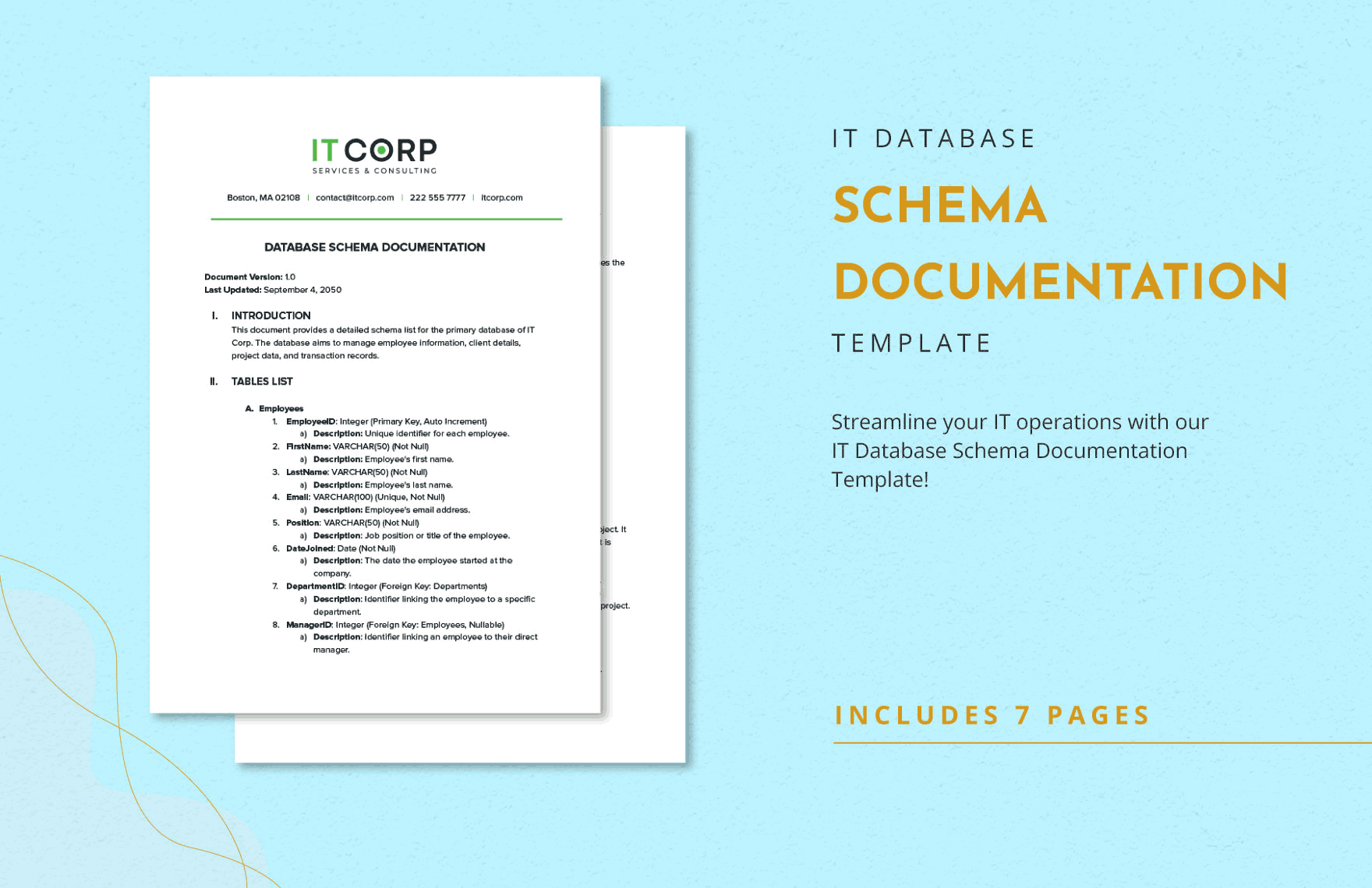 IT Database Schema Documentation Template in Word, Google Docs, PDF