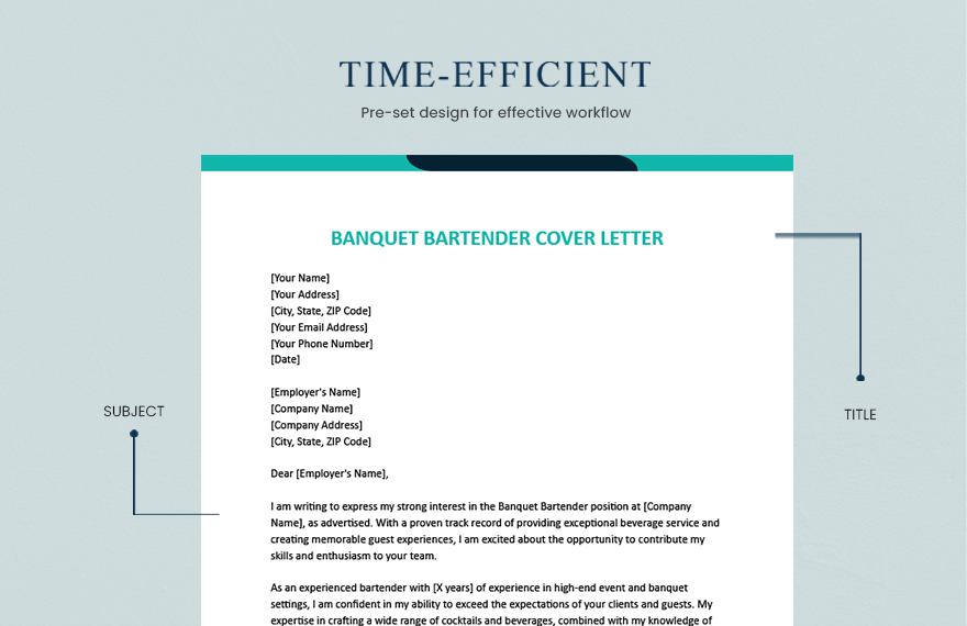Banquet Bartender Cover Letter