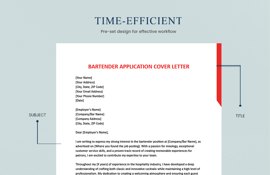 Bartender Application Cover Letter