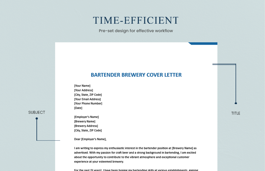 Bartender Brewery Cover Letter