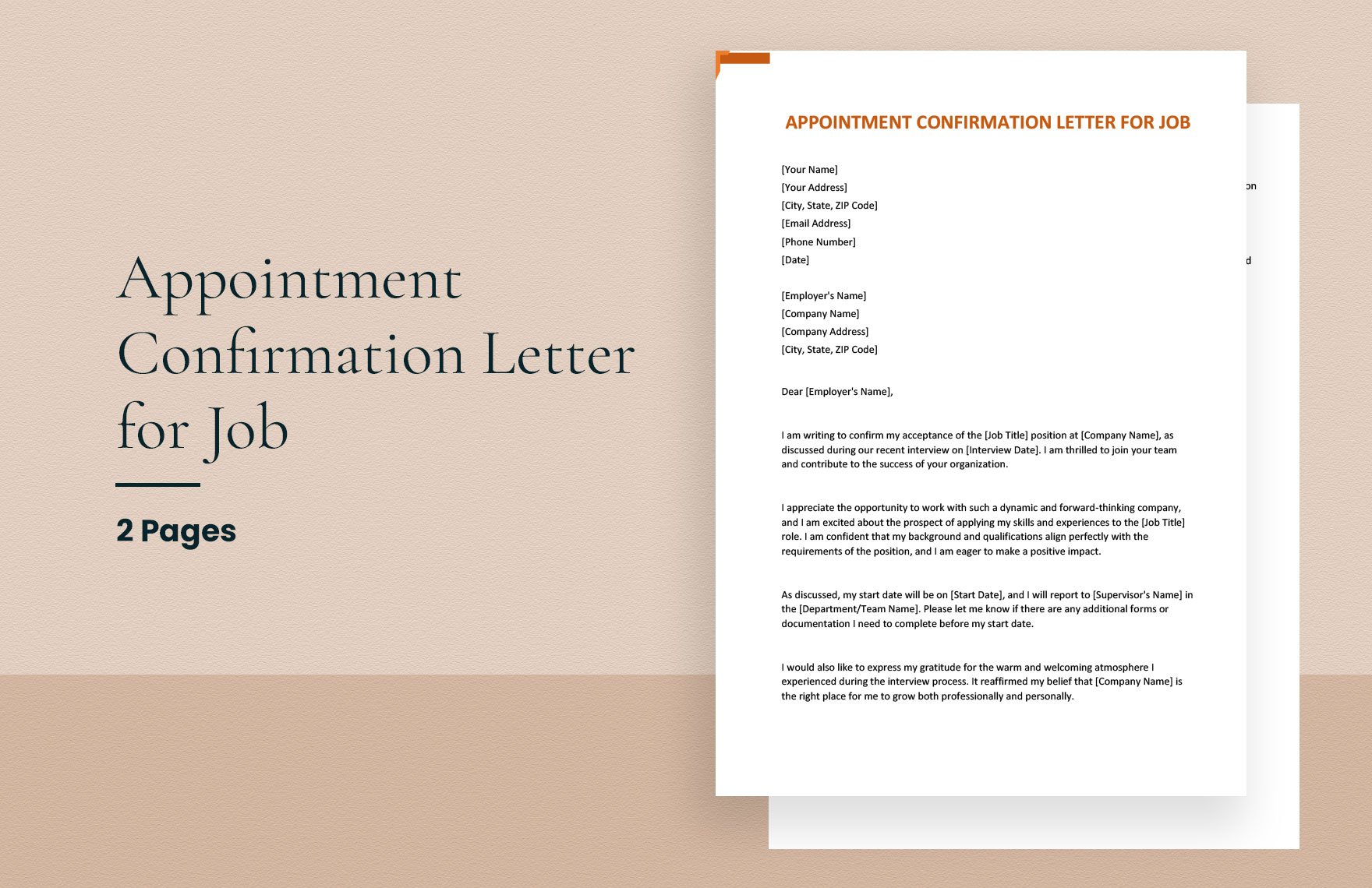 Appointment confirmation letter for job