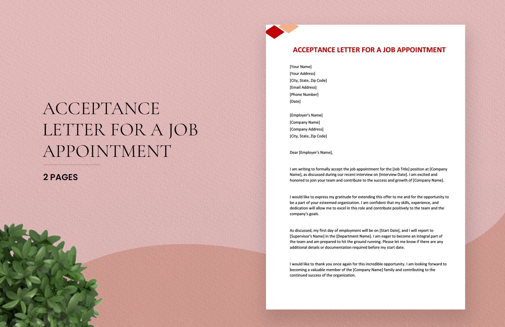 Acceptance Letter For A Job Appointment