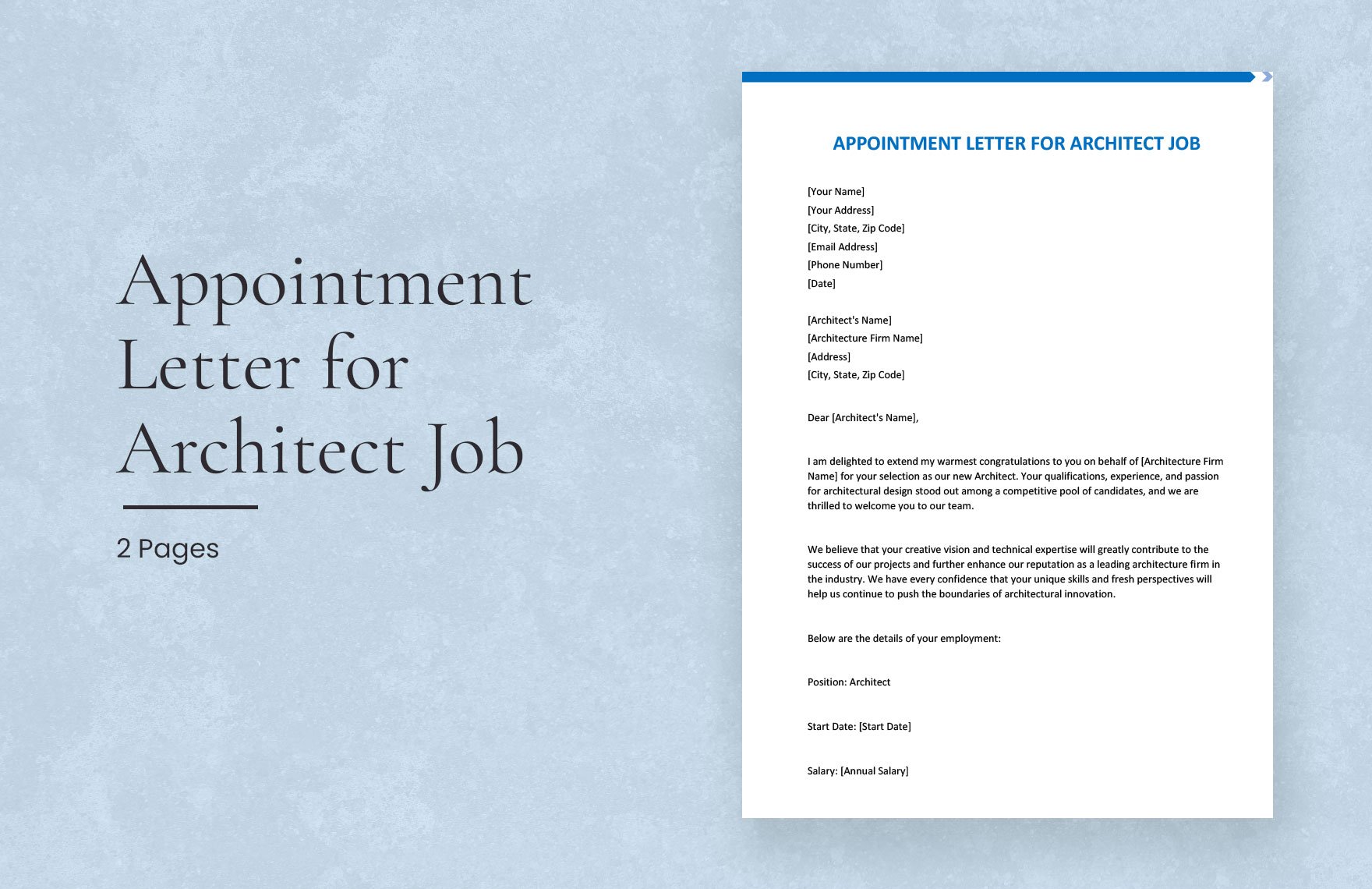 Appointment Letter for Architect Job