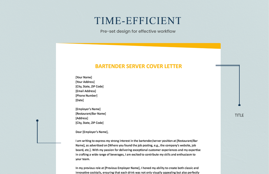 Bartender Server Cover Letter