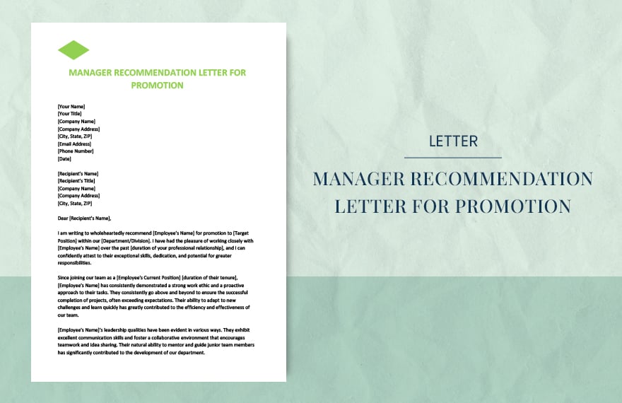manager recommendation letter for promotion