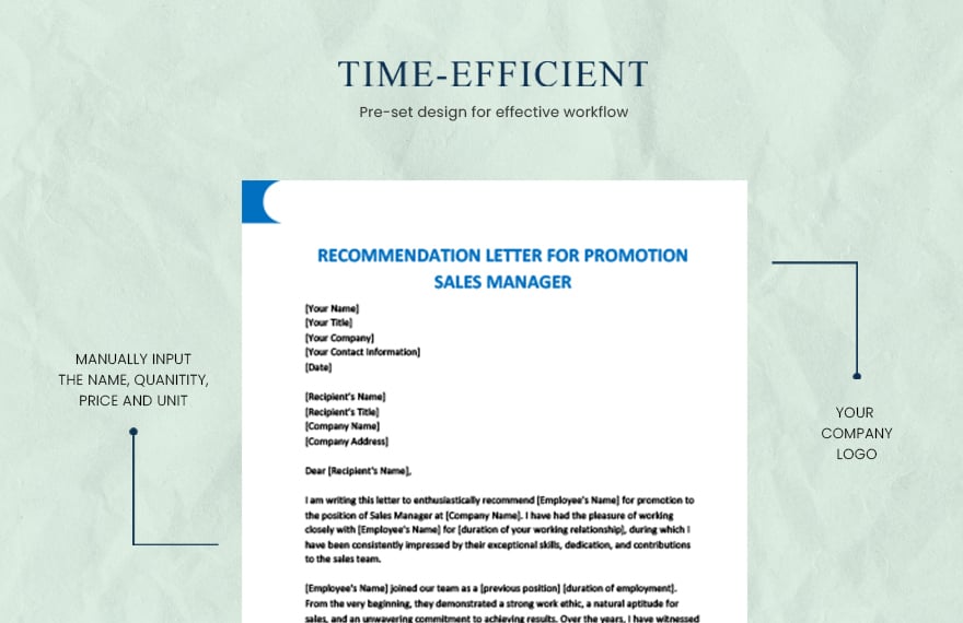 recommendation letter for promotion sales manager