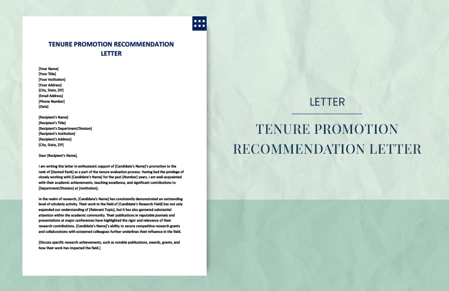 tenure promotion recommendation letter