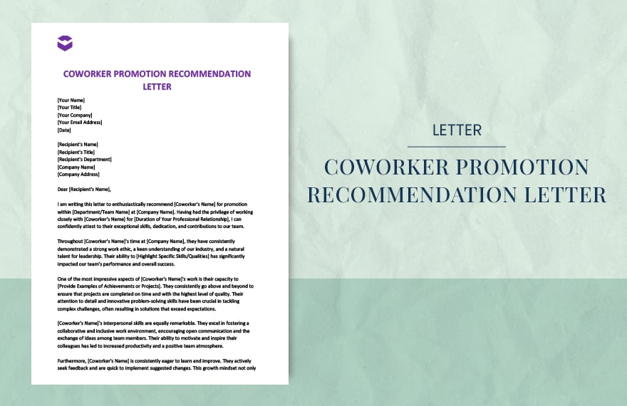 coworker promotion recommendation letter