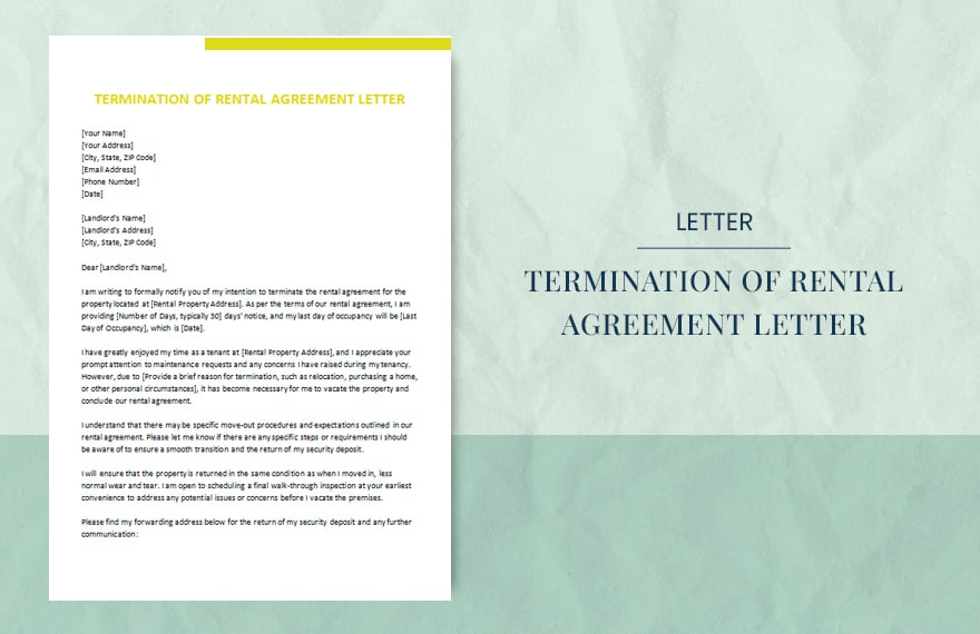 termination of rental agreement letter in Word, Google Docs, Apple Pages