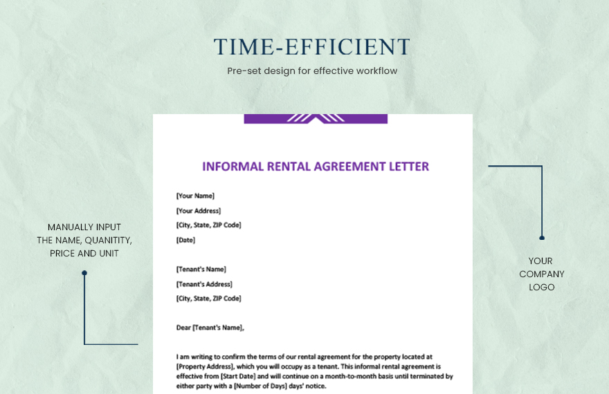 informal rental agreement letter