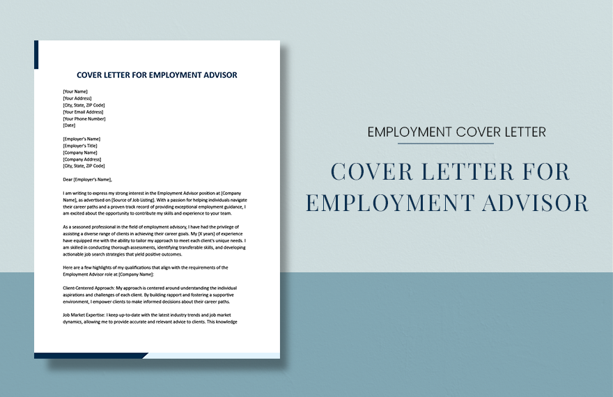 Free Cover Letter For Employment Advisor