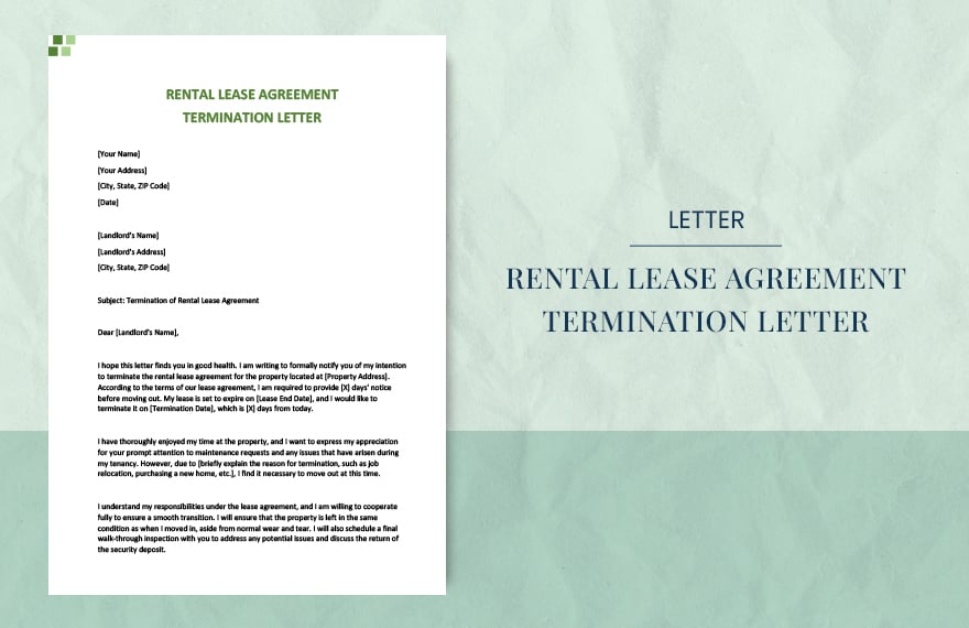 Rental lease agreement termination letter