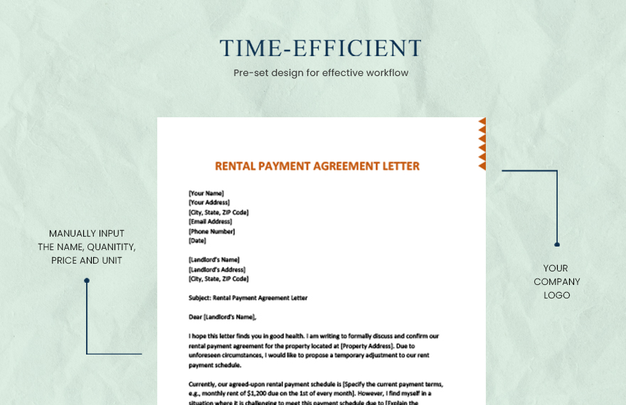 Rental payment agreement letter