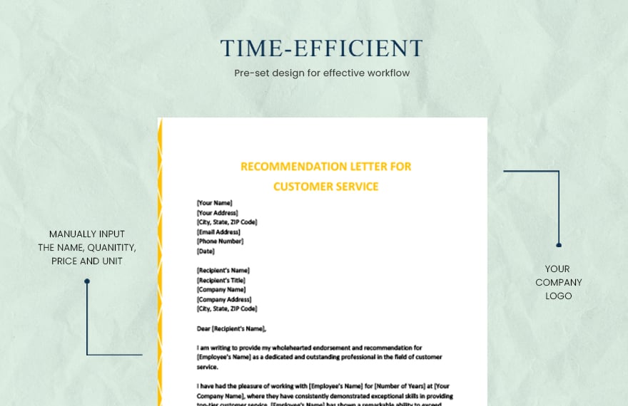 Recommendation letter for customer service
