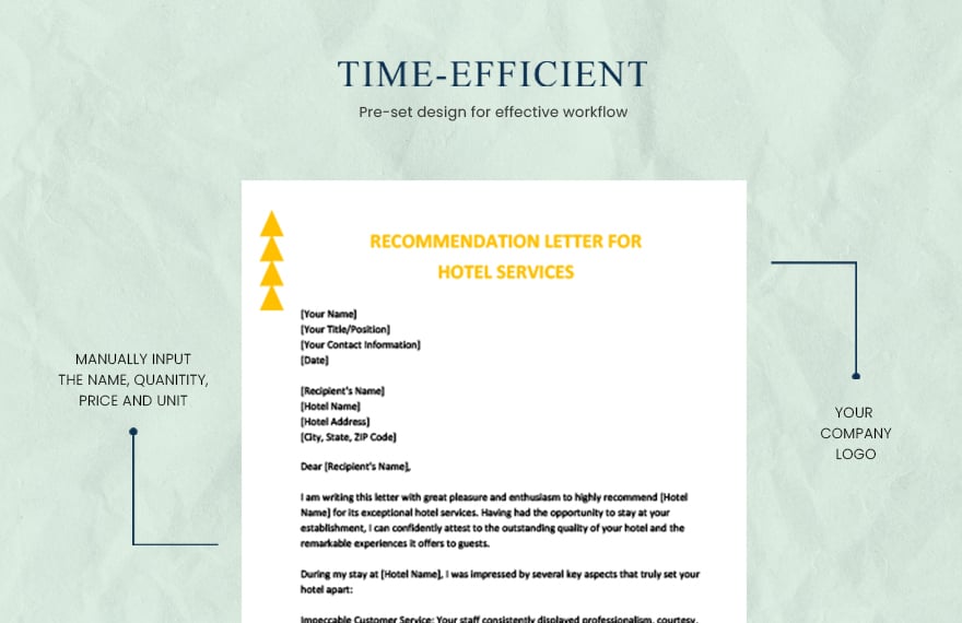 Recommendation letter for hotel services