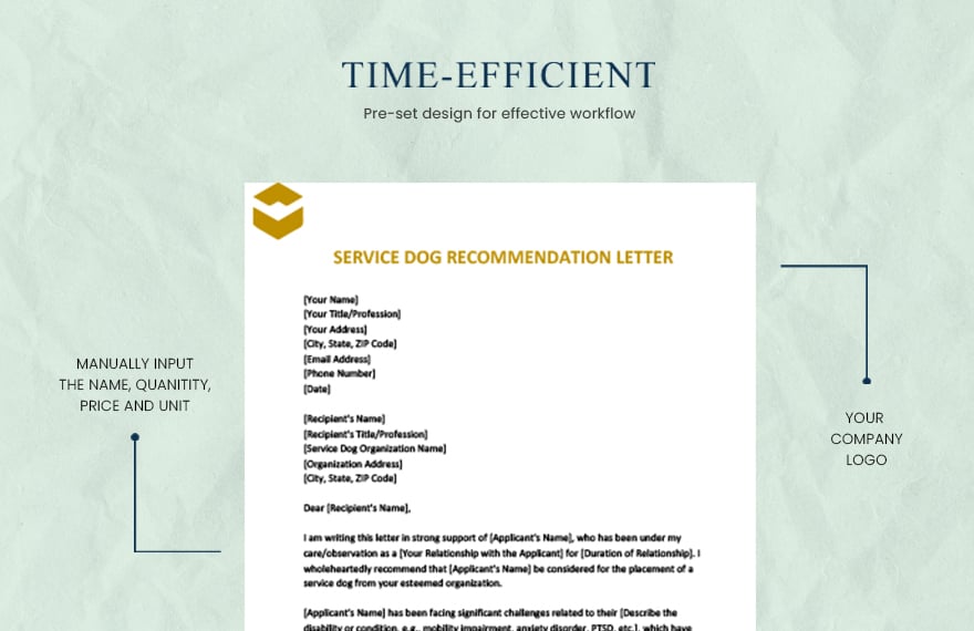 Service dog recommendation letter