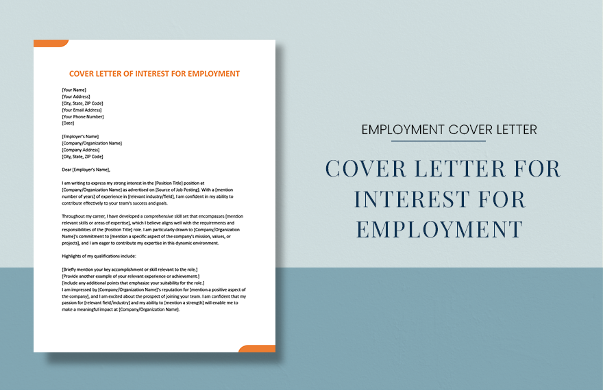 Free Cover Letter Of Interest For Employment