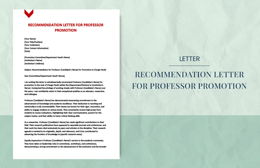 Free recommendation letter for professor promotion