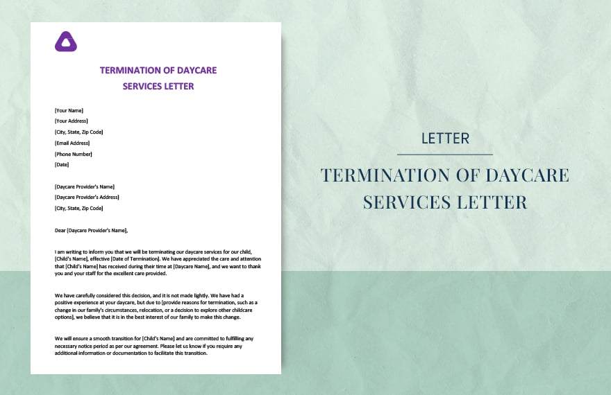 Termination of daycare services letter