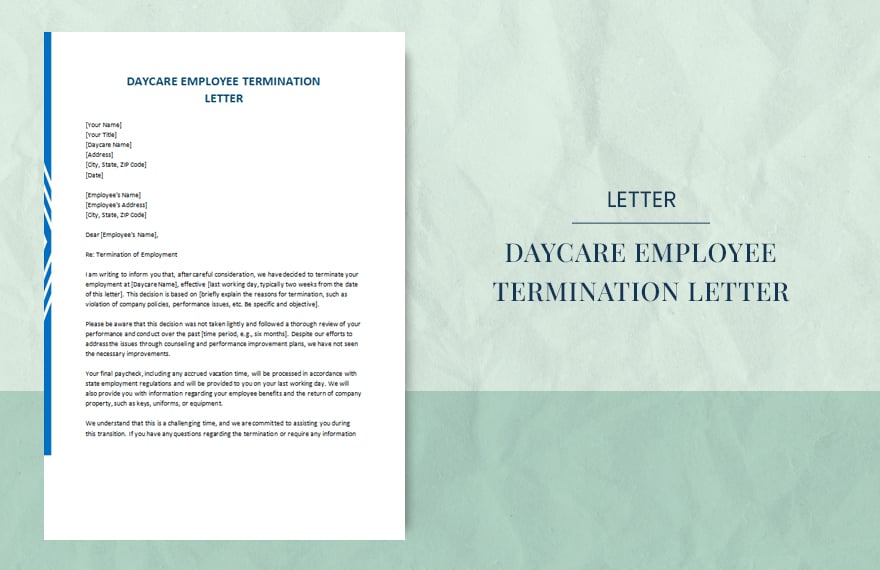 Daycare employee termination letter