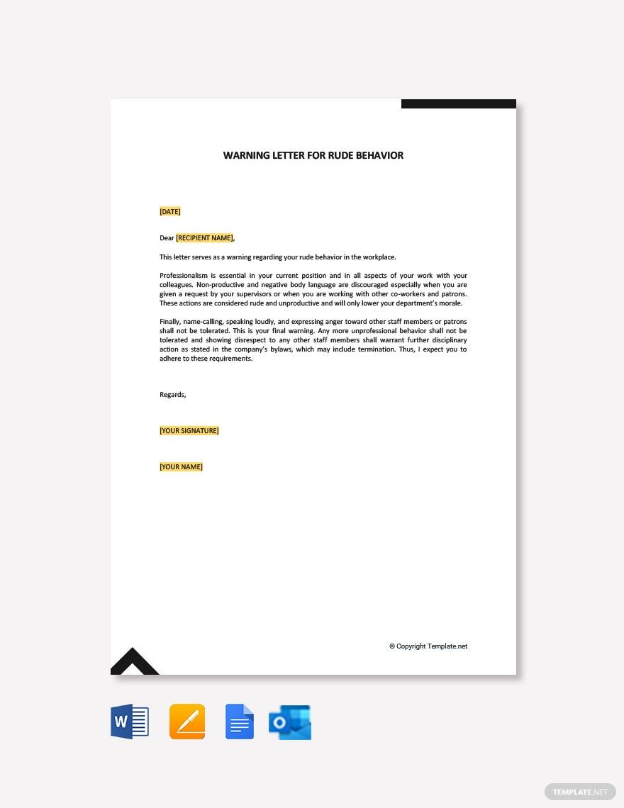 Warning Letter For Rude Behavior Download In Word Google Docs PDF 