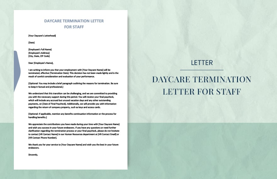 Daycare termination letter for staff