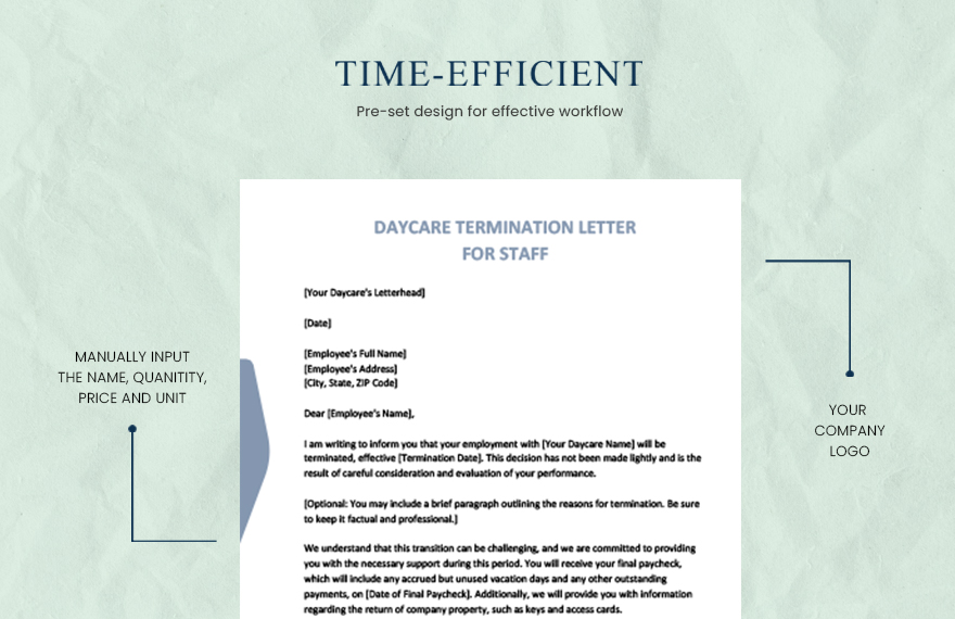 Daycare termination letter for staff