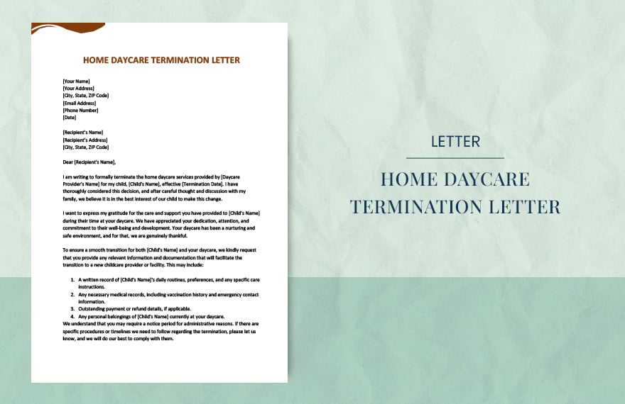 Home daycare termination letter