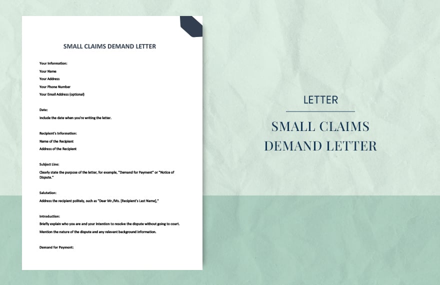 Small claims demand letter in Google Docs, Apple Pages