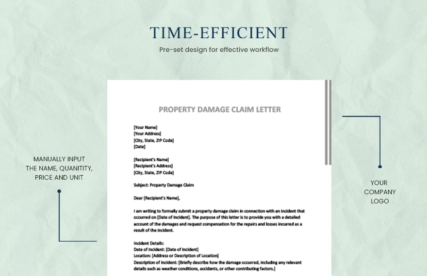 Property damage claim letter