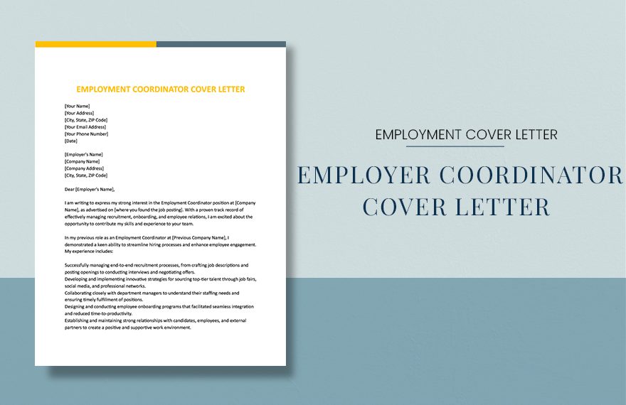 Free Employment Coordinator Cover Letter
