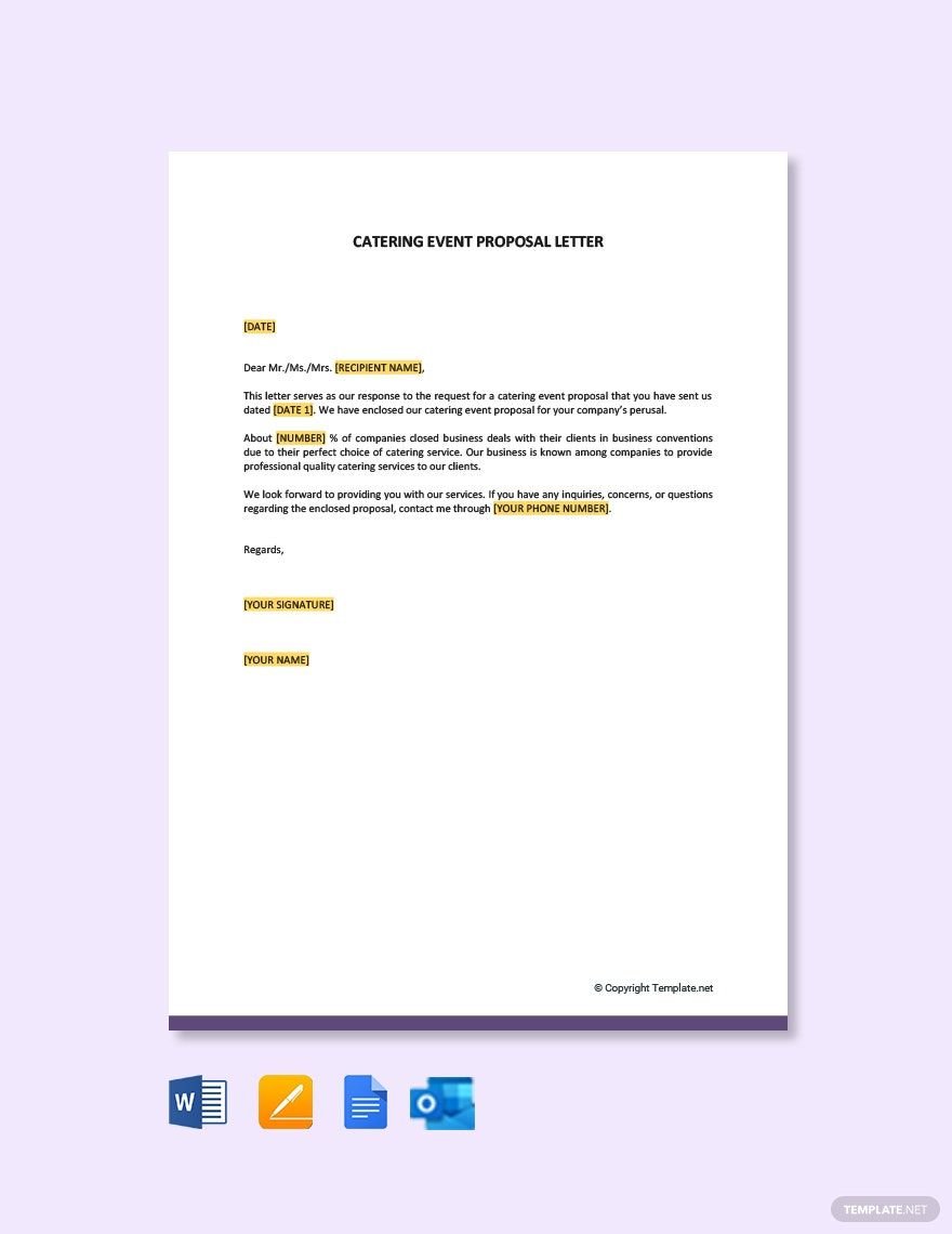 Catering Event Proposal Letter Template